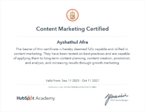 content marketing certification from hubspot academy